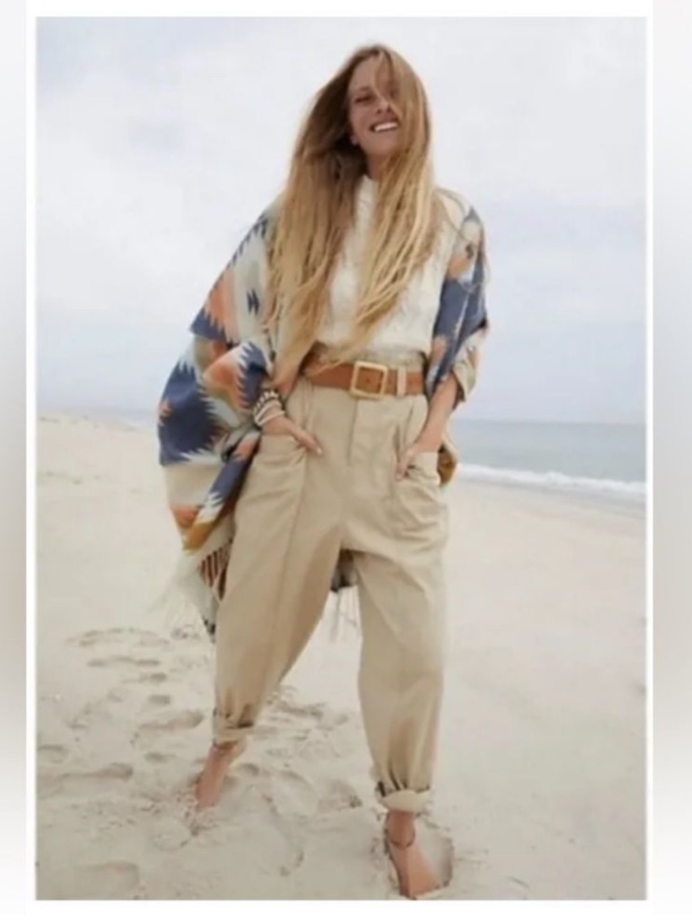 Free People Ready to Run Cinch Waist Pants tan parchment color XS